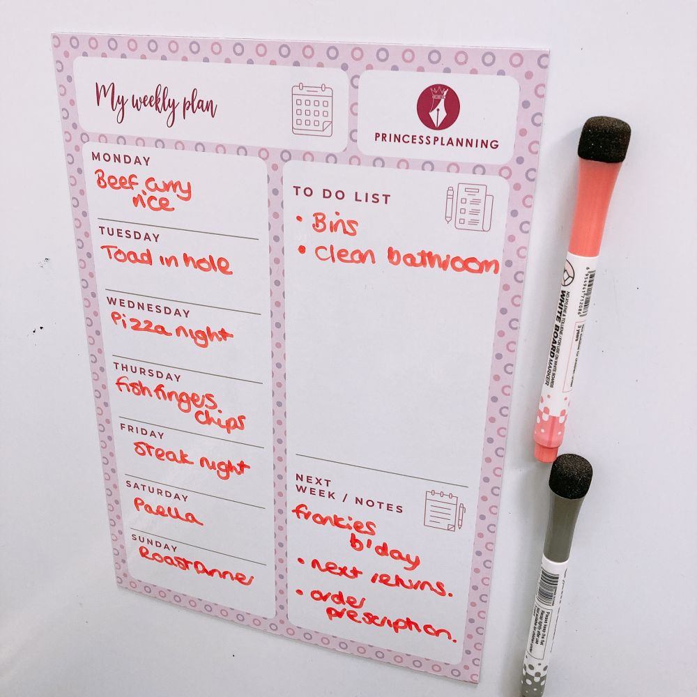 Fridge Weekly Planner Whiteboard Meals Memo Family